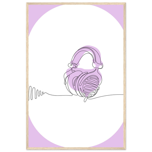 Melodic Moments - Stylish Headphones Print - 60x90 cm 24x36″ Wood frame - Framed Prints