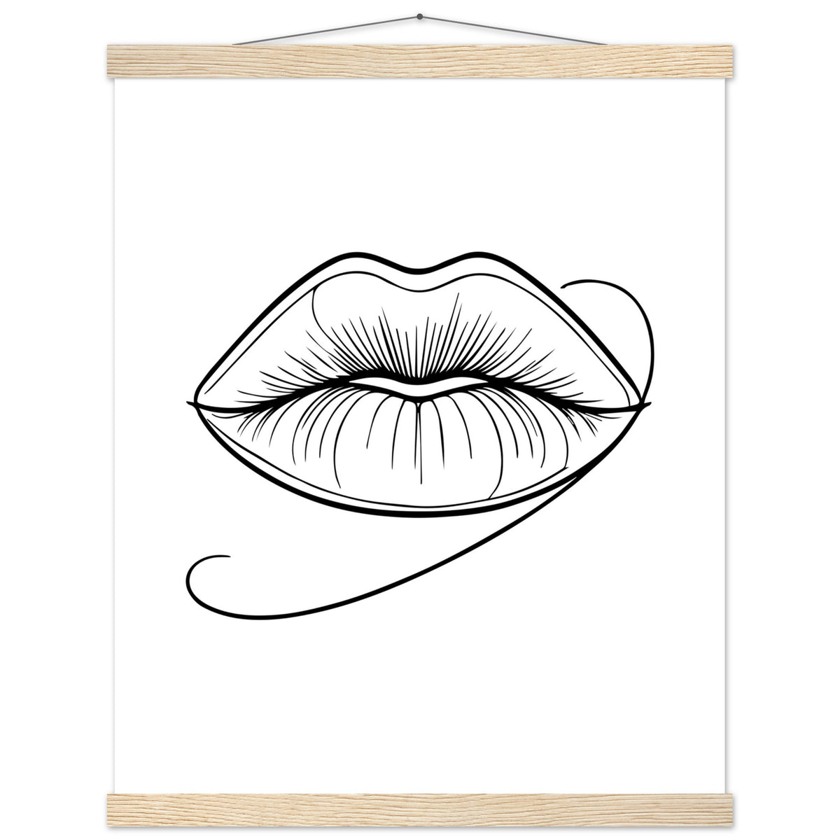 Lips of Expression - Minimalist Art on Premium Poster - 40x50 cm 16x20″ Natural wood wall hanger - Posters With Hanger