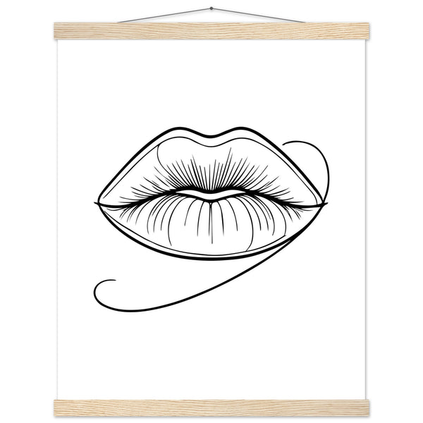 Lips of Expression - Minimalist Art on Premium Poster - 40x50 cm 16x20″ Natural wood wall hanger - Posters With Hanger