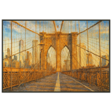 Metal Framed Poster Gift – NYC Bridge AI Masterpiece - - Metal Framed Posters