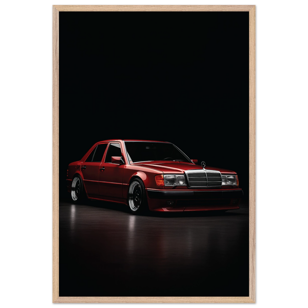 Classic Red Ride – Wooden Framed Poster Gift for Car Lovers - Wood frame - Wooden Framed Posters