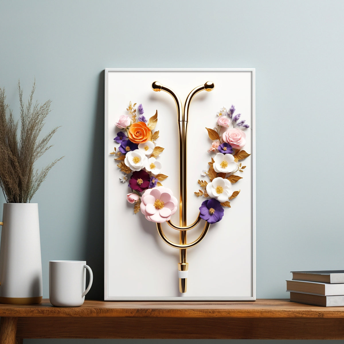 Ornate Harmony - A Floral Ode - 12x18 - Framed Posters