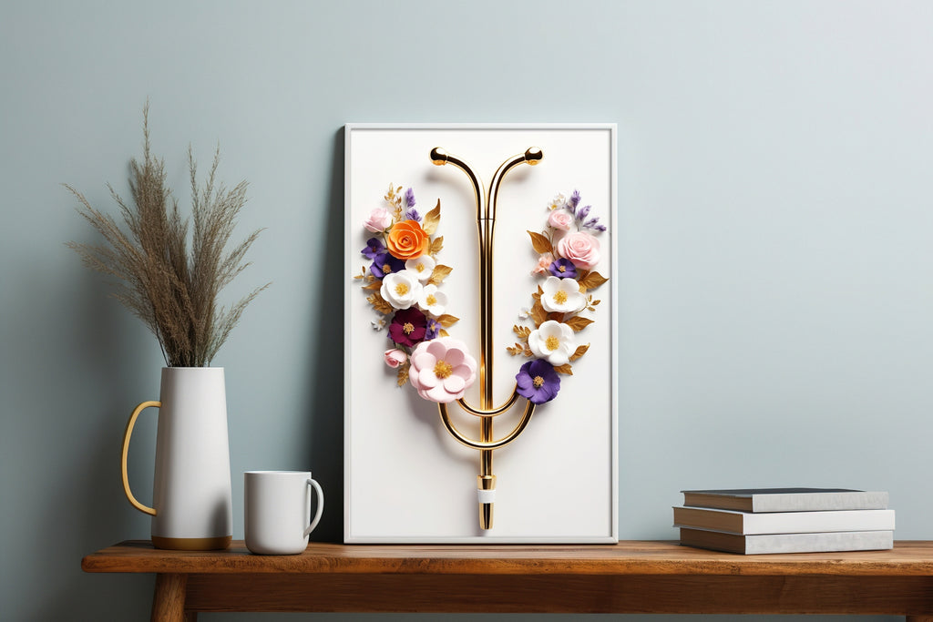 Ornate Harmony - A Floral Ode - 12x18 - Framed Posters