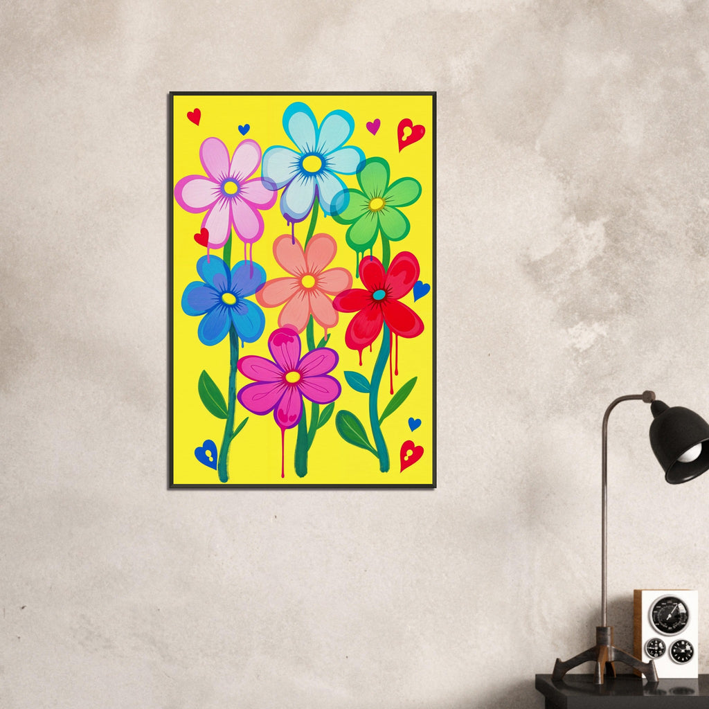 Dripping Colors - Modern Pop Art Flowers - - Framed Poster