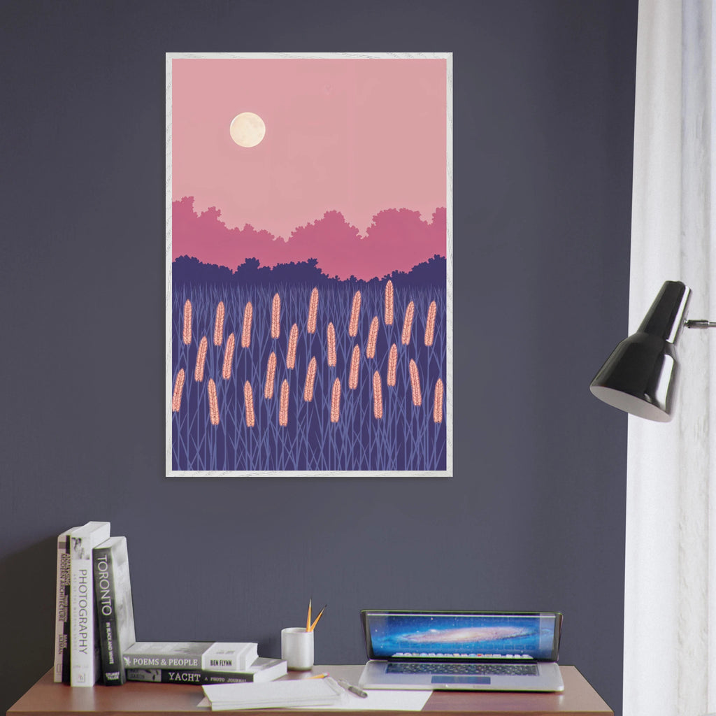 Night Whispers – Gift-Ready Wooden Poster - White frame - Wooden Framed Posters