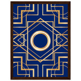 Art Deco Elegance - Blue & Gold Geometric Framed Print - 30x40 cm 12x16″ Dark wood frame - Wooden Framed Posters