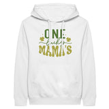 One Lucky Mama - Floral Embrace Premium Unisex Pullover Hoodie - White - Print Material