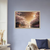 Golden Hour - Cherry Blossoms and Sunrise Canvas - - Framed Canvas