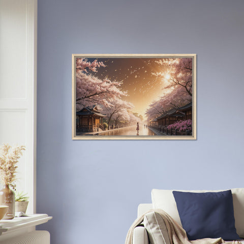 Image of Golden Hour - Cherry Blossoms and Sunrise Canvas