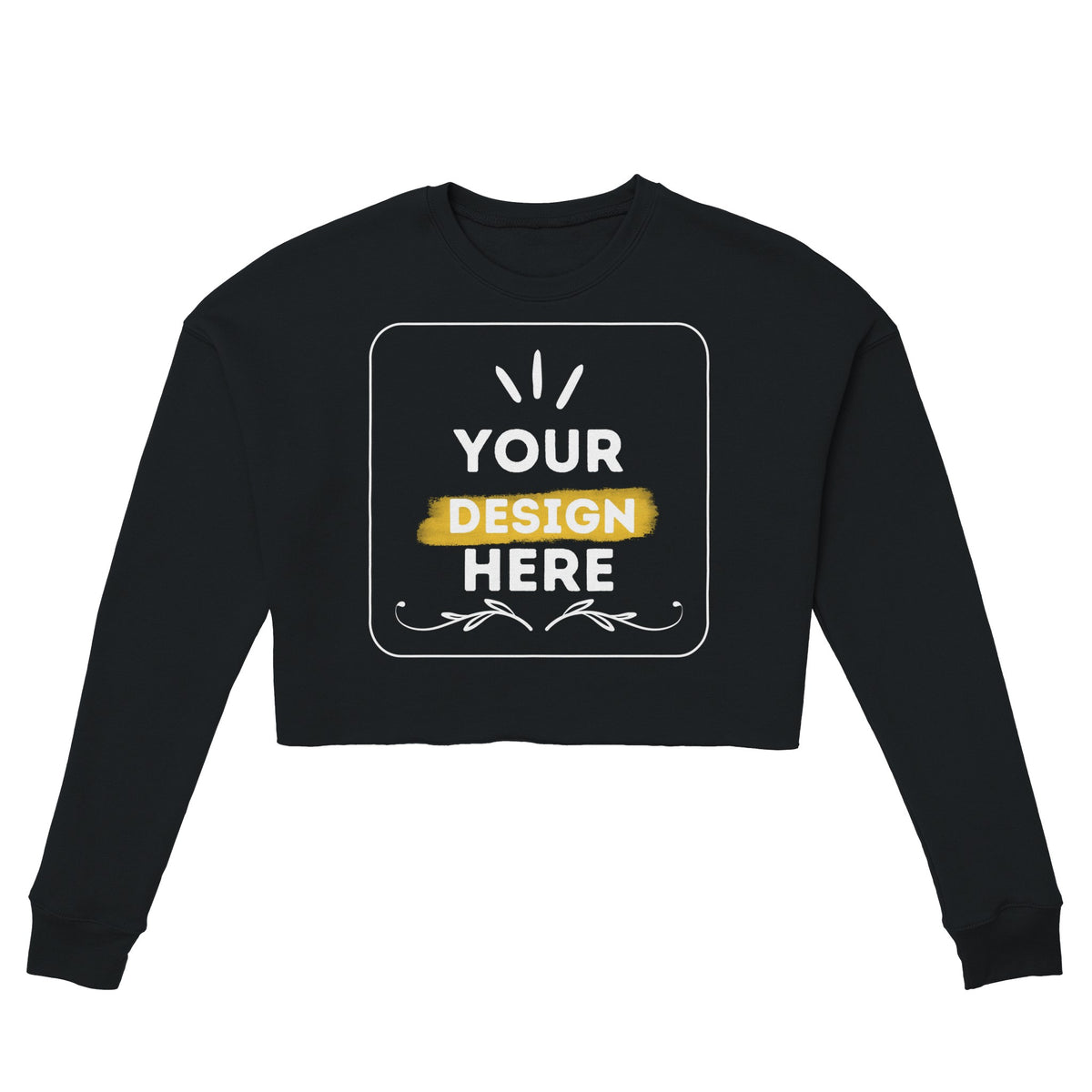 Fashion Forward - Dropped Shoulder Customizable Cropped Sweatshirt - Black - Sweatshirts