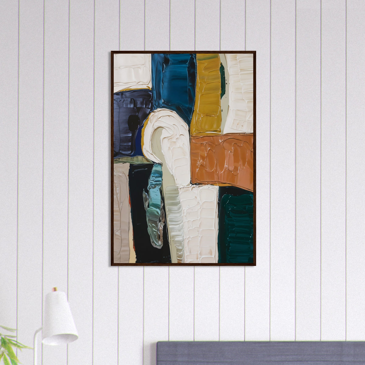 Textured Abstraction - Layers of Earth in Framed Art - Dark wood frame 60x90 cm 24x36″ - Wooden Framed Posters