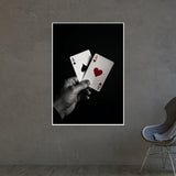 Double Aces – Wood and Metal Framed Poster - Gold Metal Glossy Photo - Framed Posters