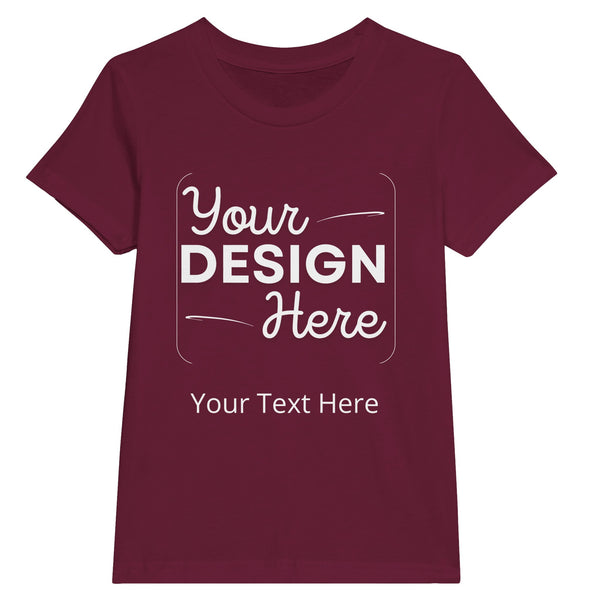 Colorful Comfort Kids Customizable Crewneck Tee - Maroon - Crewneck T-shirts