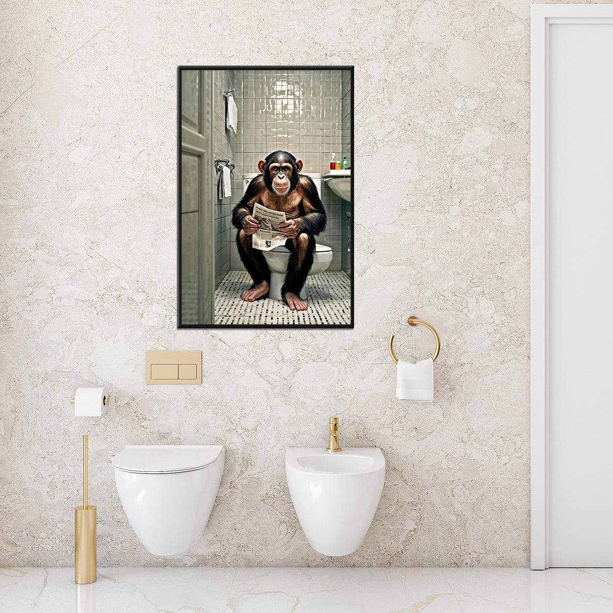 Monkey Business - Bathroom Edition - - Framed Posters