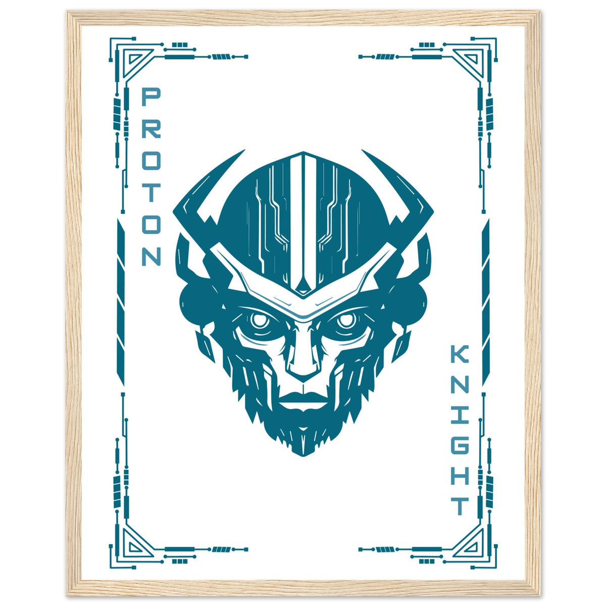 Transform Your Space - "Proton, Neural, Quantum Knights" Poster Set - 40x50 cm 16x20″ Wood frame Proton Knight - Wooden Framed Posters