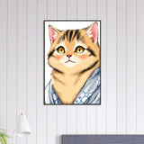 Regal Whiskers - Anime Cat Framed Art - 60x90 cm 24x36″ - Metal Framed Posters
