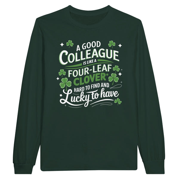 Lucky to Have You Colleague Long-sleeve Tee - Forest Green - Long Sleeves T-shirts