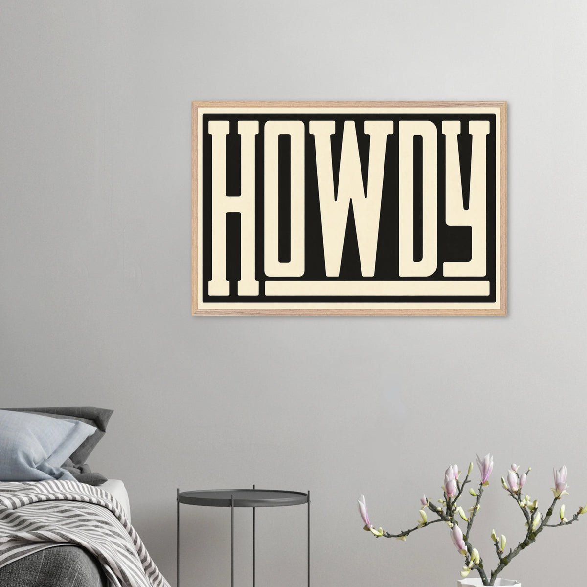 Howdy Typography Framed Poster – Gift Bold Greetings - Wood frame - Wooden Framed Posters