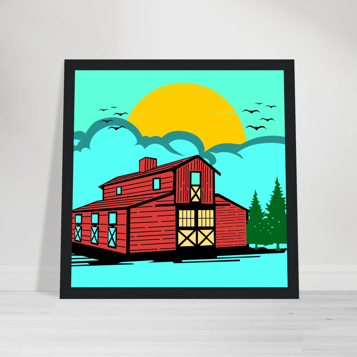 Countryside Sunrise - A Nostalgic Barn Scene - - Wooden Framed Posters