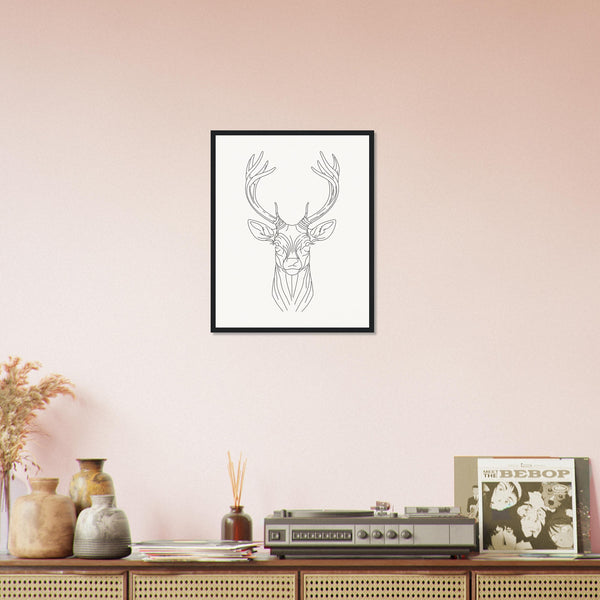 Nature's Grace - Deer Illustration - - Wooden Framed Posters