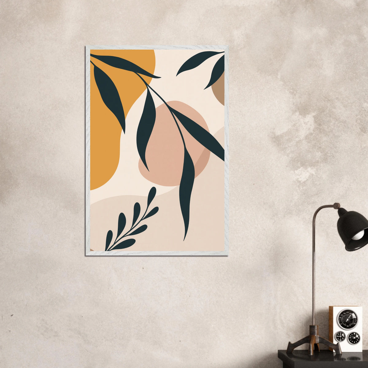 Minimal Leaf Wooden Frame Art – Memory in Every Line - - Wooden Framed Posters