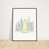 Urban Companion - Dog and Cityscape Art - 60x80 cm 24x32″ Black frame - Wooden Framed Posters