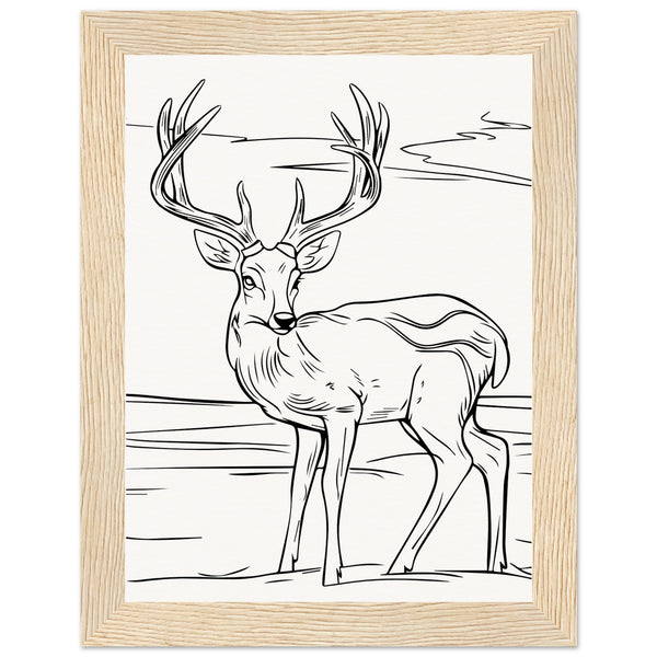 Elegance in Nature - Deer in Line - 15x20 cm 6x8″ Wood frame - Wooden Framed Posters