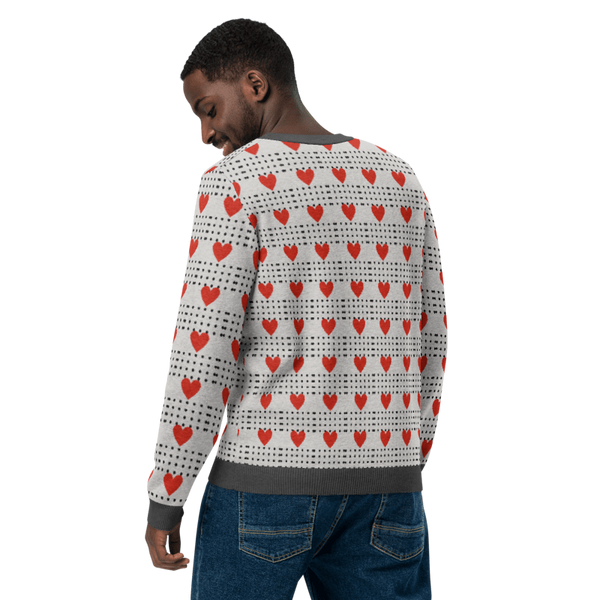 Love in Every Stitch - Heart Pattern Sweater - - Sweaters