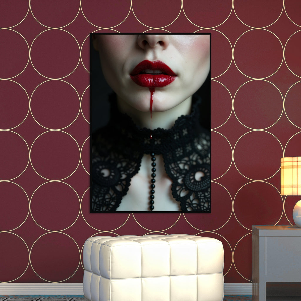 Crimson Whispers - Gothic Elegance - - Framed Posters