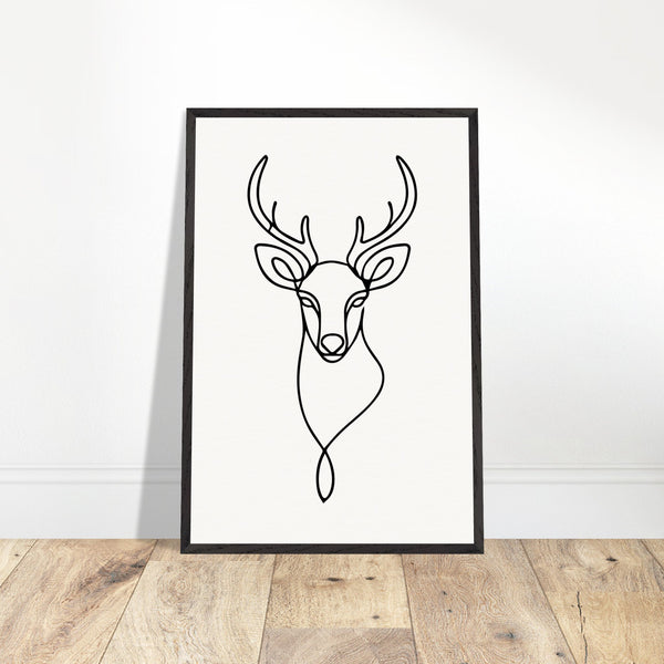 Nature's Outline - Elegant Deer in Wooden Frame - - Wooden Framed Posters