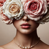 Blossoming Silence - A Rose-Covered Gaze - - Framed Posters