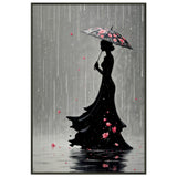 Elegance in the Rain - A Floral Silhouette - - Framed Posters