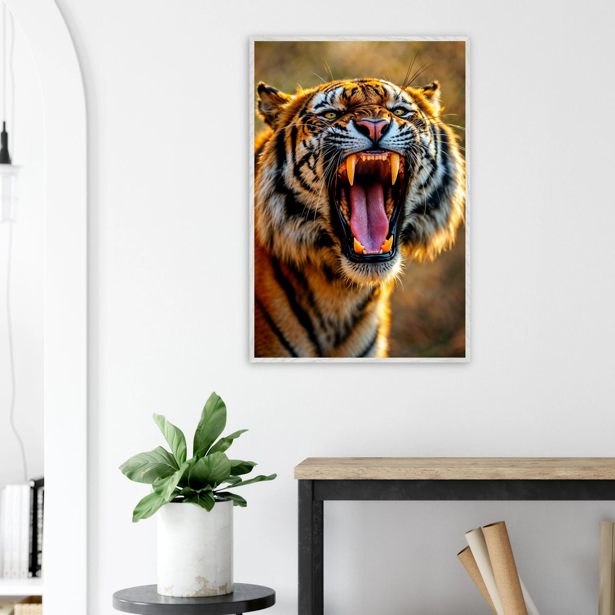 Unleash the Wild – Framed Tiger Poster for Gifting - White frame - Wooden Framed Posters