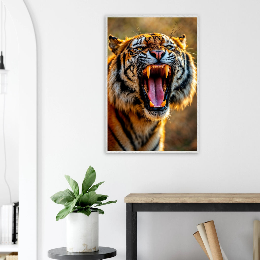Unleash the Wild – Framed Tiger Poster for Gifting - White frame - Wooden Framed Posters