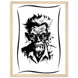 Edgy Artistry - Black and White Character - 30x40 cm 12x16″ Wood frame - Wooden Framed Posters