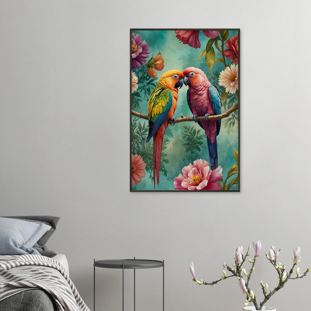 Parrot Paradise Memory Art - Blooming Beauty - 60x90 cm 24x36″ - Metal Framed Posters