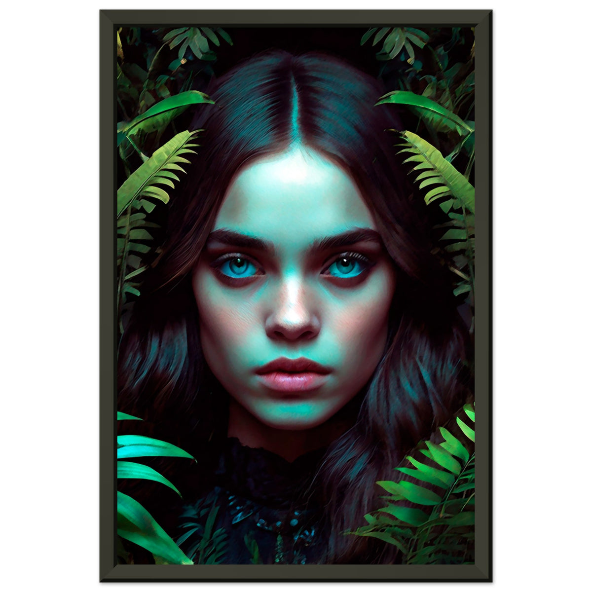 Emerald Mystique - Captivating Eyes in Nature - 30x45 cm 12x18″ - Metal Framed Posters