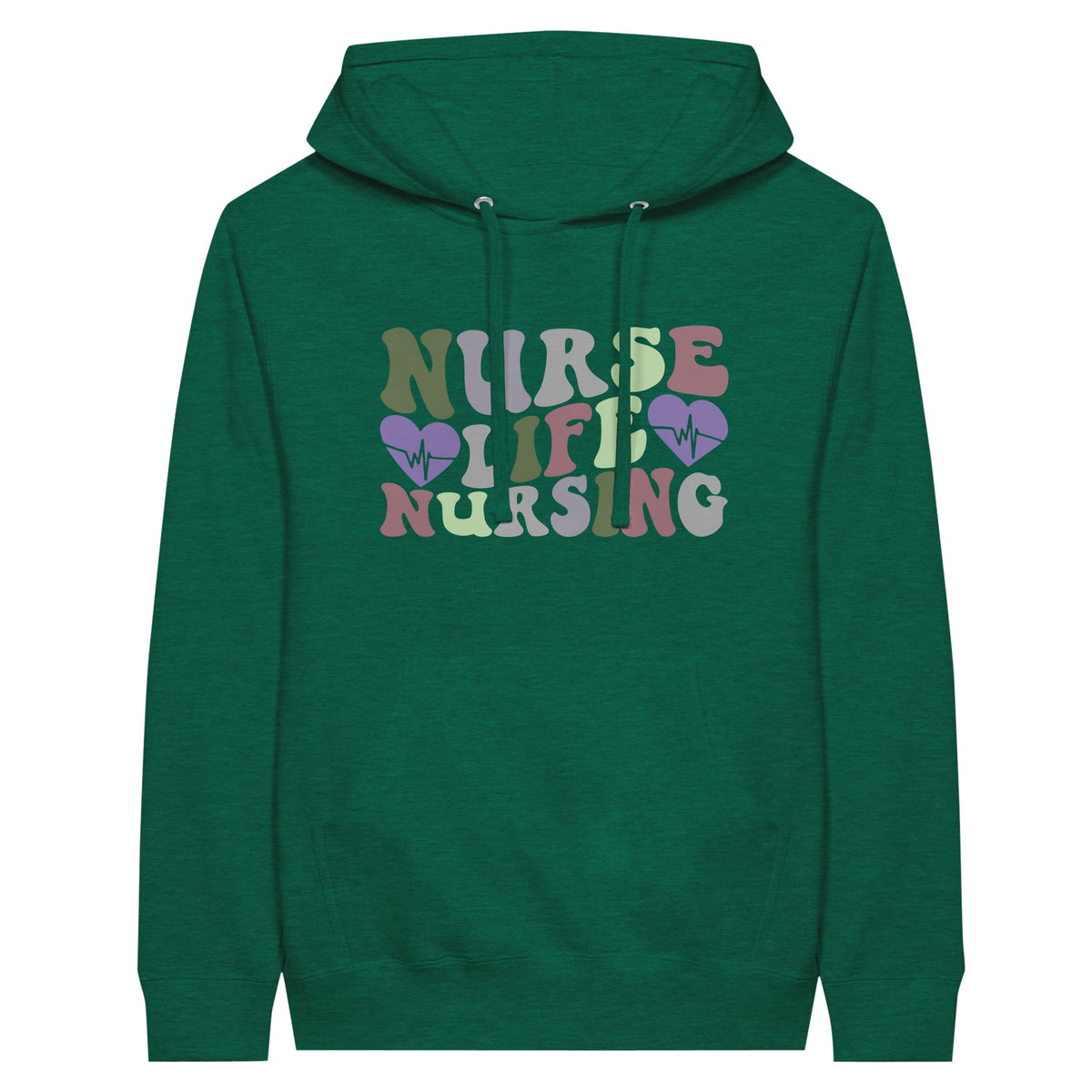 Heartfelt Nursing Life Premium Unisex Pullover Hoodie - Heather Kelly - Print Material