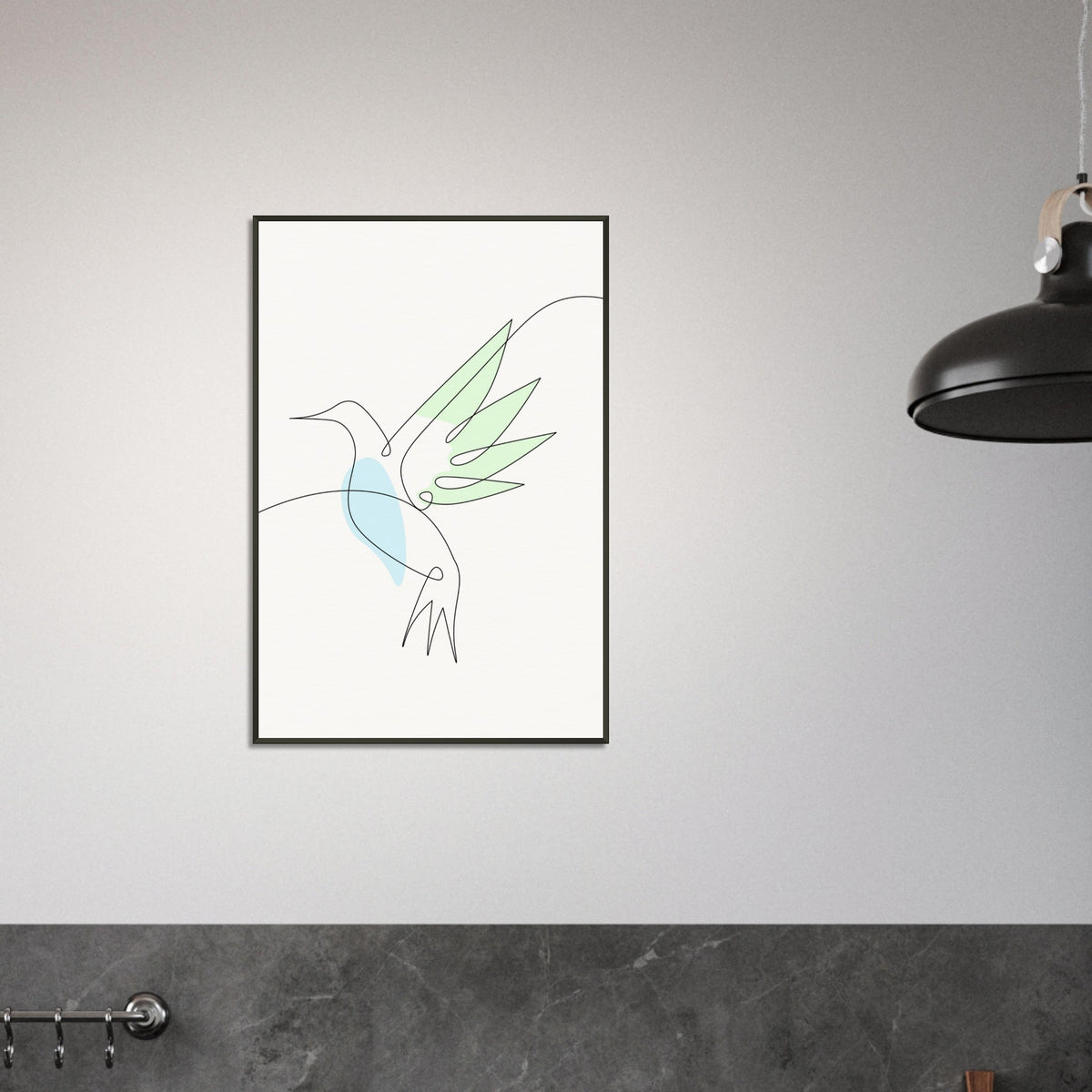 Whispering Wings - Modern Hummingbird Design - - Metal Framed Posters