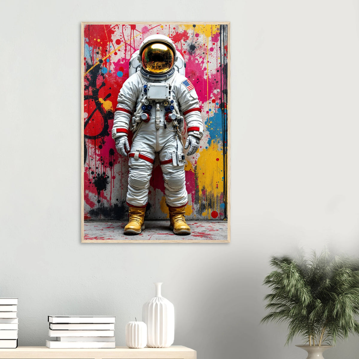 Wooden Framed Poster – Astronaut Art for Big Thinkers - Wood frame - Wooden Framed Posters