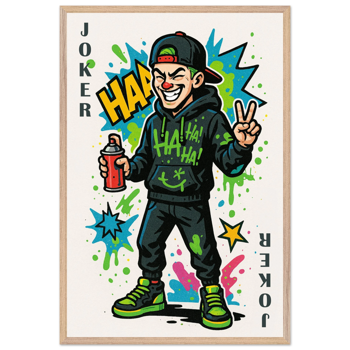 Zodiac Joker Poster Gift in Premium Wooden Frame - Wood frame Joker Boy - Wooden Framed Posters