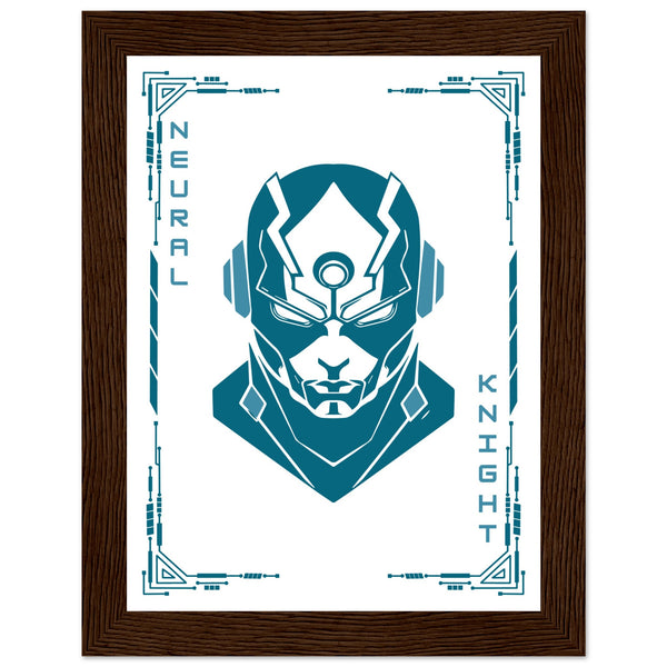 Transform Your Space - "Proton, Neural, Quantum Knights" Poster Set - 15x20 cm 6x8″ Dark wood frame Neural Knight - Wooden Framed Posters