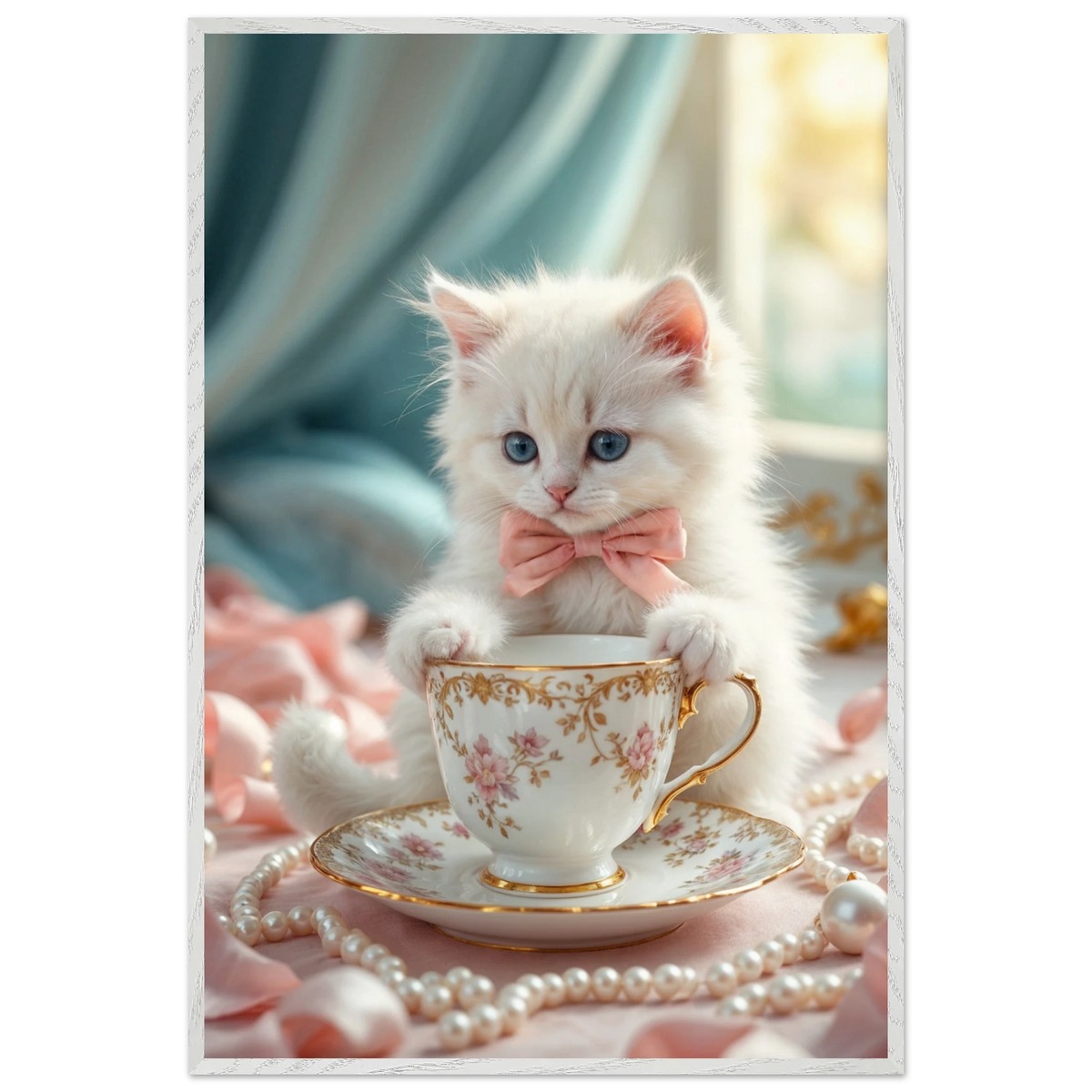 Fluffy Joy in a Frame – Wooden Poster for Her - - Wooden Framed Posters