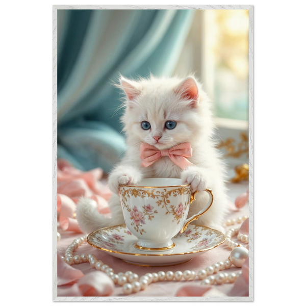 Fluffy Joy in a Frame – Wooden Poster for Her - - Wooden Framed Posters