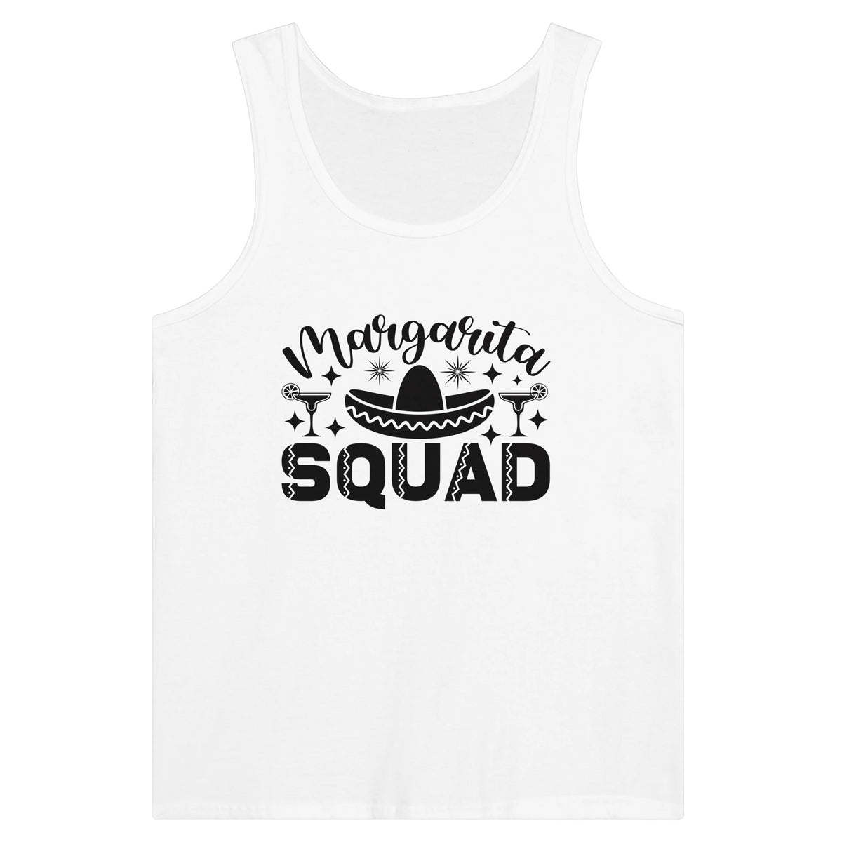 Sip and Squad - Margarita Moments on Cotton Tank - White - Print Material