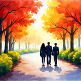 Walking Through Autumn's Glow - - Framed Posters