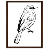 Serenity in Lines - Framed Bird Poster - 30x40 cm 12x16″ Dark wood frame - Framed Posters