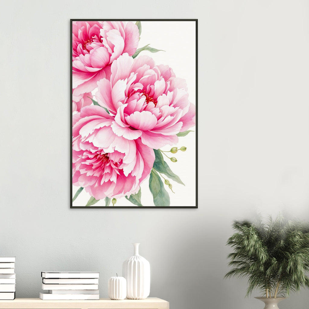 Pink Serenity - A Burst of Floral Delight - 60x90 cm 24x36″ - Framed Posters