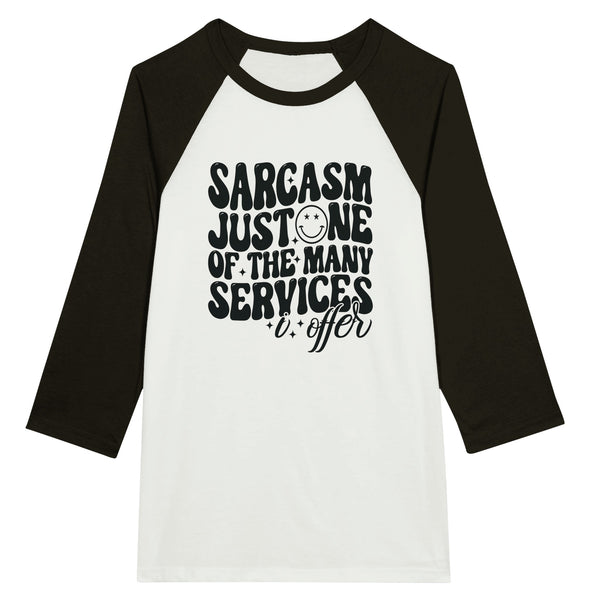 Embrace Sarcasm - Wear Your Wit with Our Unisex Raglan T-shirt! - White and Black - T-shirts