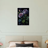 Shadow Bloom - Dark Floral Framed Artwork - White frame 40x60 cm 16x24″ - Wooden Framed Posters